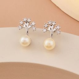 GC PREMIUM JEWELLERY Silver-Plated Stainless Steel Cubic Zirconia Studded Studs-image-51