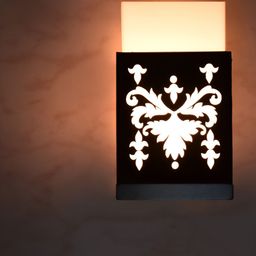 Gojeeva Black & White Textured Wooden Square Shaped Wall Lamp image 5