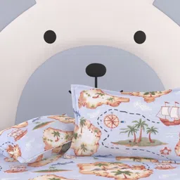 Pure Decor Kids Blue Cartoon Characters Cotton 250TC Double Queen Bedsheet Set-2.28mX2.54m-image-28