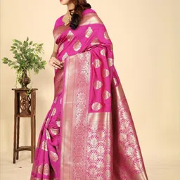MORDEN MUSE Woven Design Zari Silk Blend Banarasi Saree-picture-39