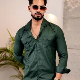 IKON FASHION Men Original Slim Fit Solid Spread Collar Cotton Casual Shirt-picture-47