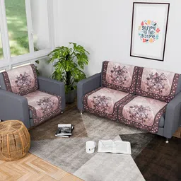 Kuber Industries Brown 6 Pieces Printed 3 Seater Cotton Sofa Cover-image-67