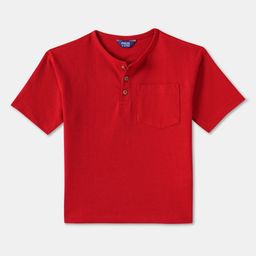 R&B Boys Solid Henley Neck Cotton T-shirt-46