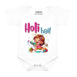 Arvesa Infants Holi Hai Printed Envelope Neck Bodysuit-picture-35