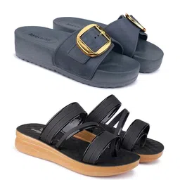 BERSACHE Women Pack Of 2 One Toe Flats & Sliders-image-51