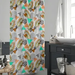 ArtzFolio White & Green Tropical Printed Waterproof Shower Curtain-image-86