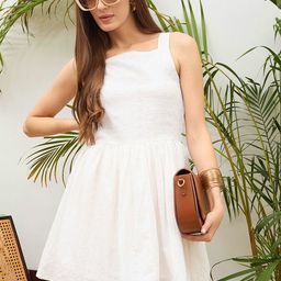 SASSAFRAS Women Self Design Square Neck Fit & Flare Mini Dress-image-86