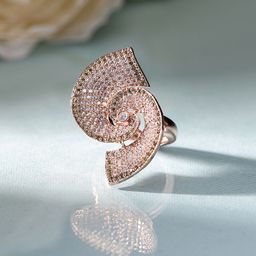 Priyaasi Rose Gold-Plated Geometric Shaped American Diamond Stone-Studded Finger Ring-8