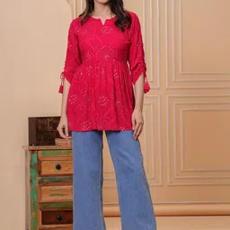 Meeranshi Bandhani Printed Peplum Top-picture-26