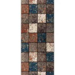 OBSESSIONS Teal-Blue & Brown Geometric Rectangular Bedside Runners image 5