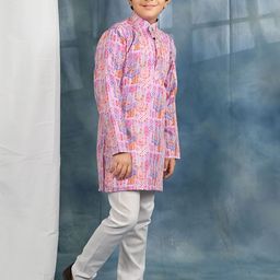 BT DEZINES Boys Ethnic Motifs Printed Regular Sequinned Kurta with Pyjamas image 2