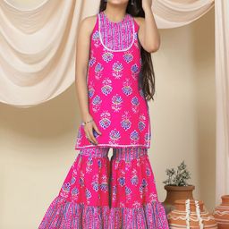 Sangria Girls Floral Printed Straight Kurta & Sharara-image-53
