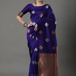VASTRAHUT Geometric Woven Design Zari Banarasi Saree-picture-48