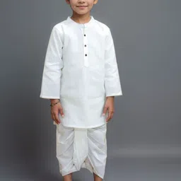 DEVOILER Boys Printed White Romance Kurta-5