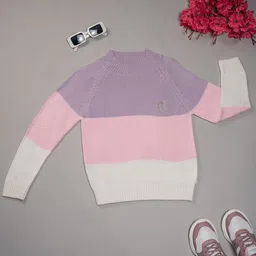 Purple United Kids Girls Colourblocked Pullover-picture-28
