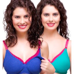 Inner Sense Antimicrobial Maternity Nursing Bra Pack of 2 - Blue Green-picture-4