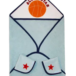 Abracadabra Hooded Towel & Face Cloth Set All Star Print - Blue-picture-12