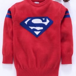 Mom's Love Full Sleeves  Pullover Sweater Superman Design - Red-image-78
