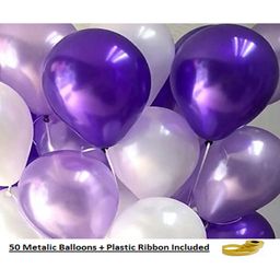 Shopperskart Metallic Balloons White Purple - Pack of 50-image-88