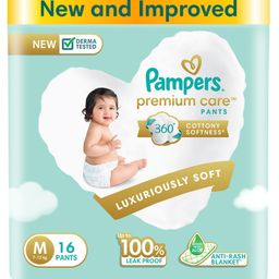 Pampers Premium Care Pants, Medium size baby diapers (M), 16 Count, Softest ever Pampers pants-18
