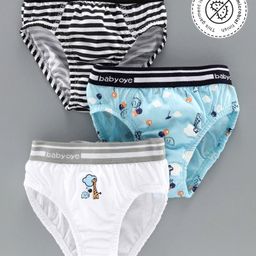 Babyoye Cotton Brief Pack of 3 - Black Blue White-image-80