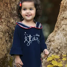 Babyoye Three Fourth Sleeves Top Stars Print - Navy Blue-picture-15