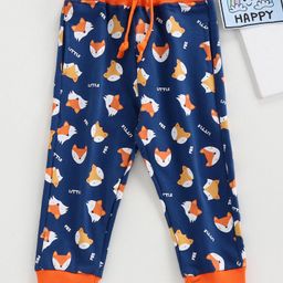 Babyhug Full Length Lounge Pant Fox Print - Dark Blue-picture-8