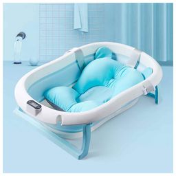 SYGA Foldable Bath Tub With Cushion & Inbuilt Thermometer - Blue-11