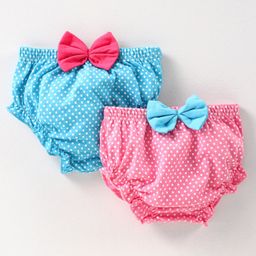 Babyhug 100% Cotton Bloomer Polka Dot Print - Pack of 2 - Pink Blue-image-86