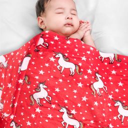 Babyhug Coral Blanket Unicorn Print - Red-image-16