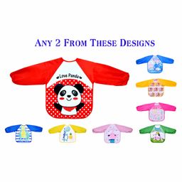 The Little Lookers Waterproof Sleeved Bib Printed Pack Of 2 ( Color May Vary )-image-2