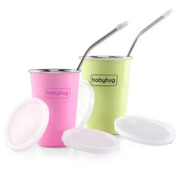 Babyhug Stainless Steel Tumbler With Airtight Lids & Straw Pack of 2- 300 ml-image-13