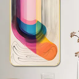 SAF Off White & Orange Colored Abstract Printed Wall Art-11