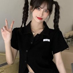 StyleCast x Revolte Shirt Collar Shirt Style Crop Top-image-86