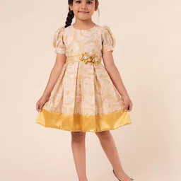 PINK MERMAID Girls Floral Printed Bow Fit & Flare Dress-image-61
