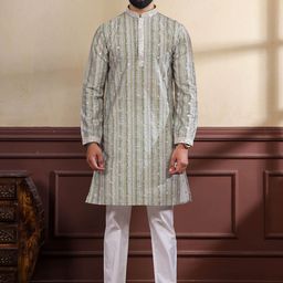 Koshin Men Embroidered Regular Mirror Work Kurta with Pyjamas-5