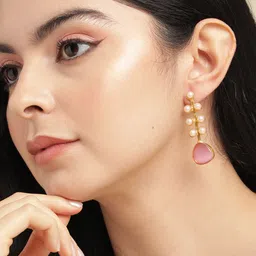 Anouk Gold-Plated Artificial Stones Studded Triangular Drop Earrings-21