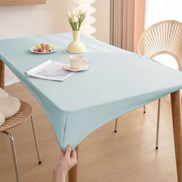 HOKIPO Blue Waterproof Non-Slip Stretch Fit 4-Seater Rectangle Table Cover-13