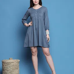 Roly Poly V-Neck Cotton A-Line Dress-image-87