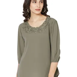 G0-4 IT Embroidered Round Neck Puff Sleeve Georgette Top-picture-35