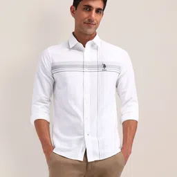 U.S. Polo Assn. Men Classic Spread Collar Horizontal Striped Cotton Casual Shirt-picture-31
