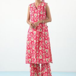 CRAFIQA Printed Pure Cotton V Neck Top With Trousers Co-Ords Set-picture-4
