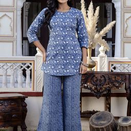 Anouk Rustic Women Floral Printed Regular Pure Cotton Kurta with Pyjamas-49