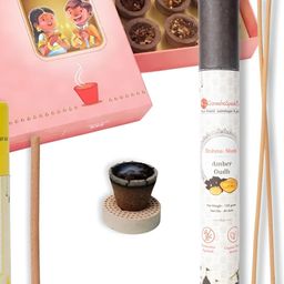 GaneshaSpeaks 55-Pcs Brown Rose Dhoop Cup & Lemongrass Dhoop Stick, Amberoud Incense Stick-image-65