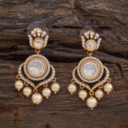Kushal's Fashion Jewellery Kundan Studded Contemporary Drop Earrings-image-8