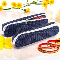 Kuber Industries Blue & White 2 Pieces Polka Dot Printed Jewellery Organisers-54