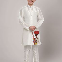 DEVOILER Boys Printed Dupion Silk Kurta-picture-9