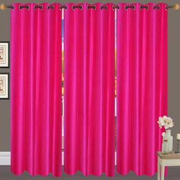 151 cm (5 ft) Polyester Semi Transparent Window Curtain (Pack Of 3) (Solid, DARK-PINK)-image-76
