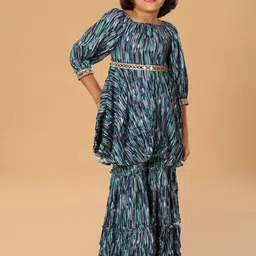 The Mini Trunk Girls Abstract Printed Kurta with Sharara-image-80