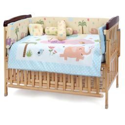 Babyhug 100% Cotton Crib Bedding Set Elephant Print Regular - Multicolor (Cot not Included) image 2